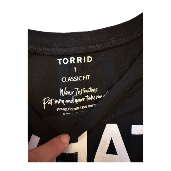Women’s torrid 1 What Now Black Classic Fit Signature Jersey Crew Tee 14 16 1X - Picture 8 of 9